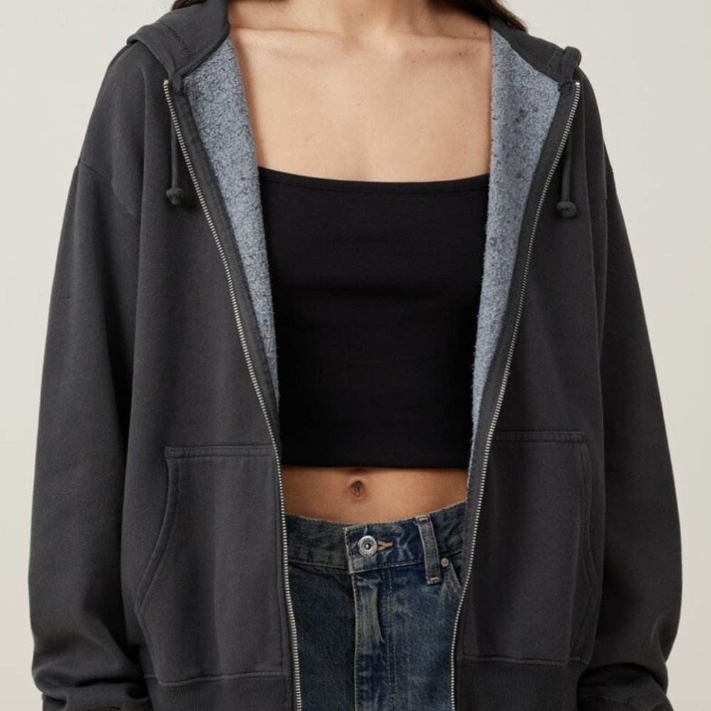 Brandy Melville Classic Washed Zip-Through Hoodie
